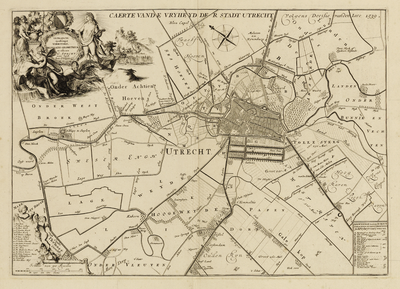 216024 Kaart van het grondgebied van de stadsvrijheid van Utrecht met directe omgeving; met weergave van het ...